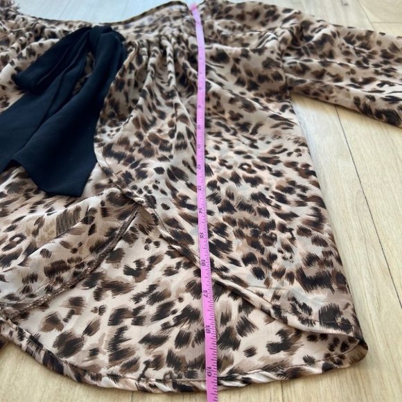 Altar'd State leopard print silk chiffon semi sheer blouse - Picture 7 of 8